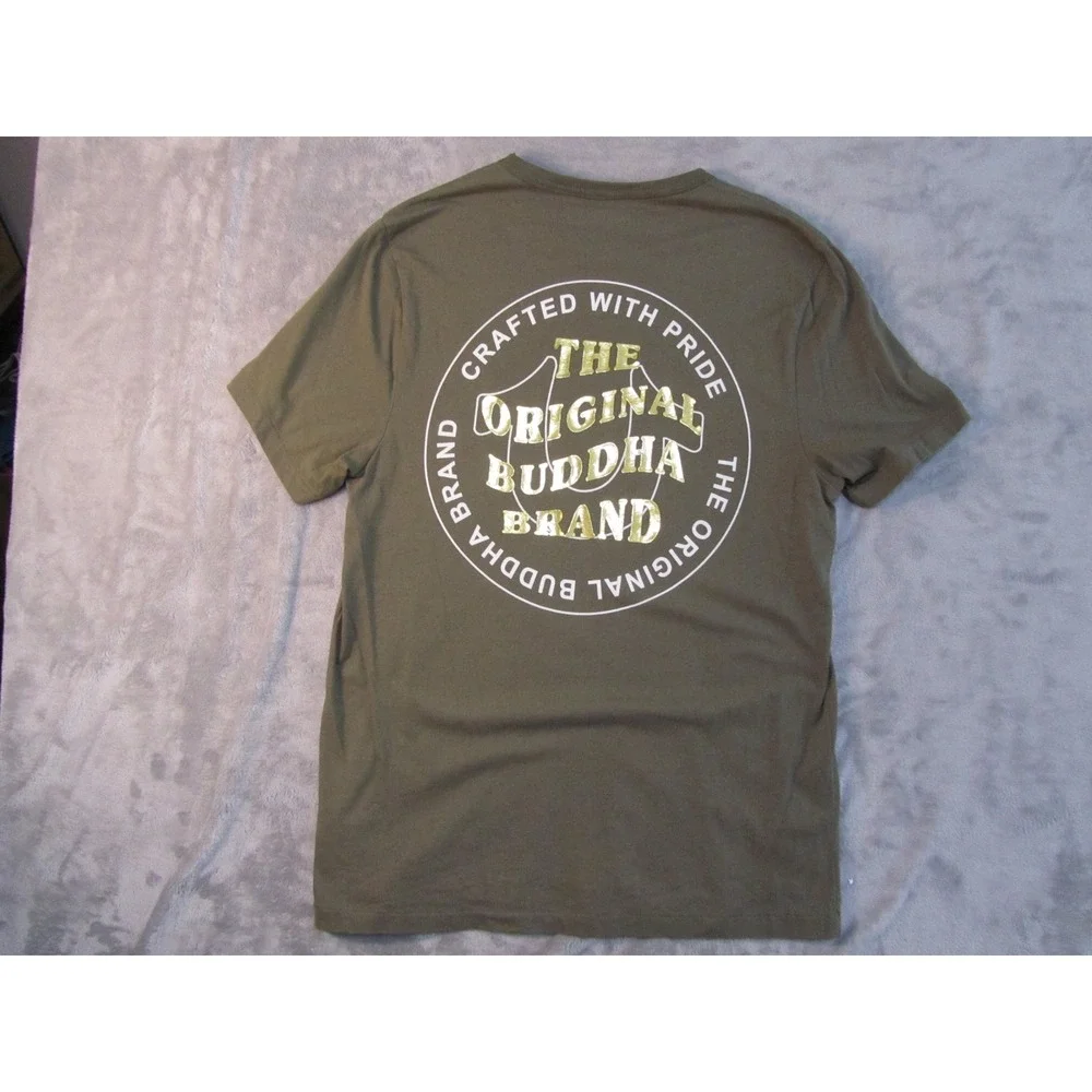 True Religion Mens Olive Green Original‎ Buddha Brand Graphic T-Shirt Size L